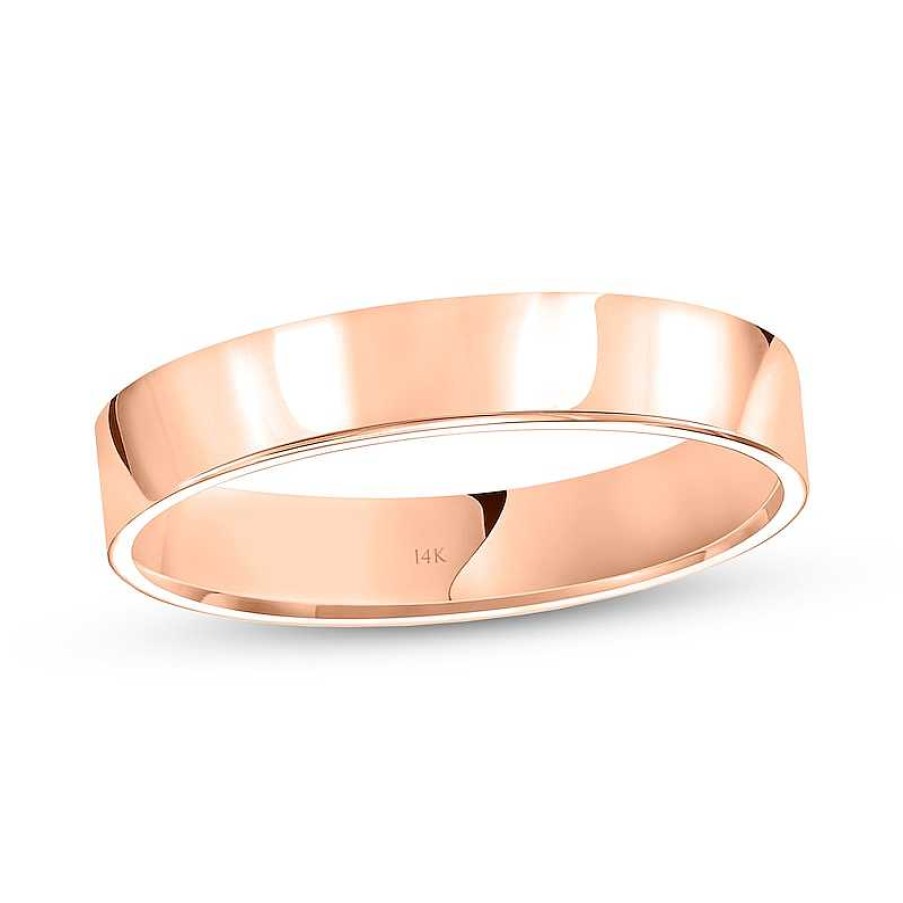 Rings Zales | Men'S 4.0Mm Engravable Flat Anniversary Band In 14K Rose Gold (1 Line)