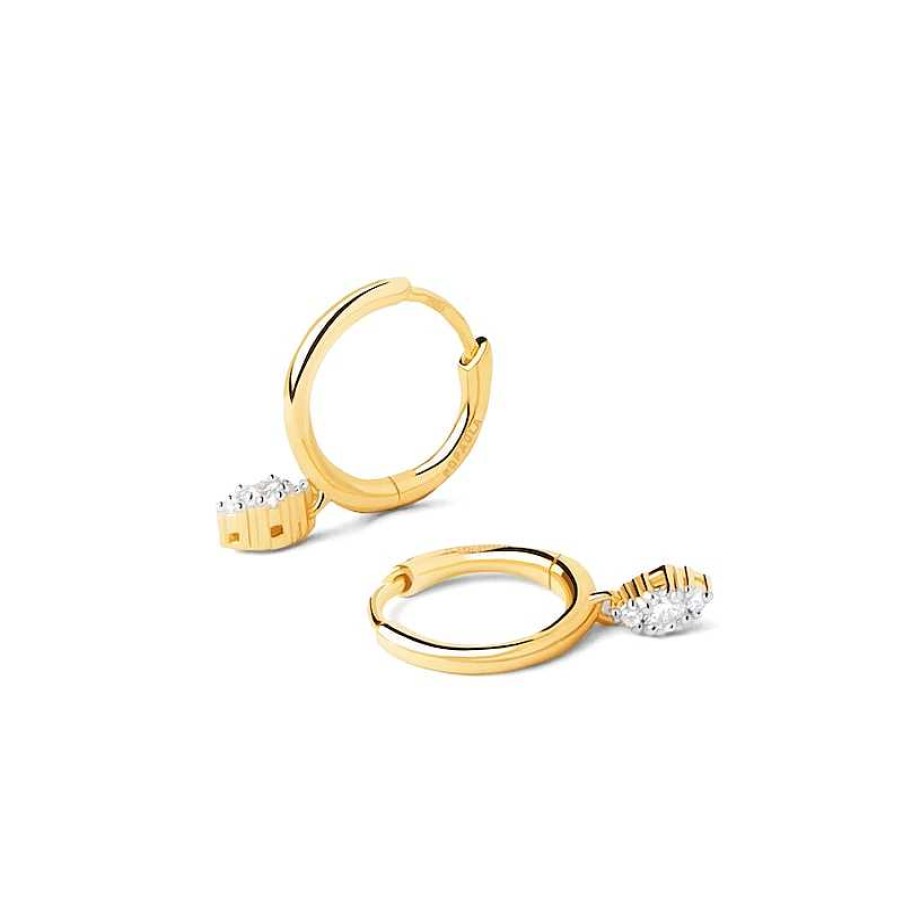 Earrings Zales | Pdpaola™ At Zales 1/15 Ct. T.W. Lab-Created Diamond Marquise Dangle Hoop Earrings In 18K Gold