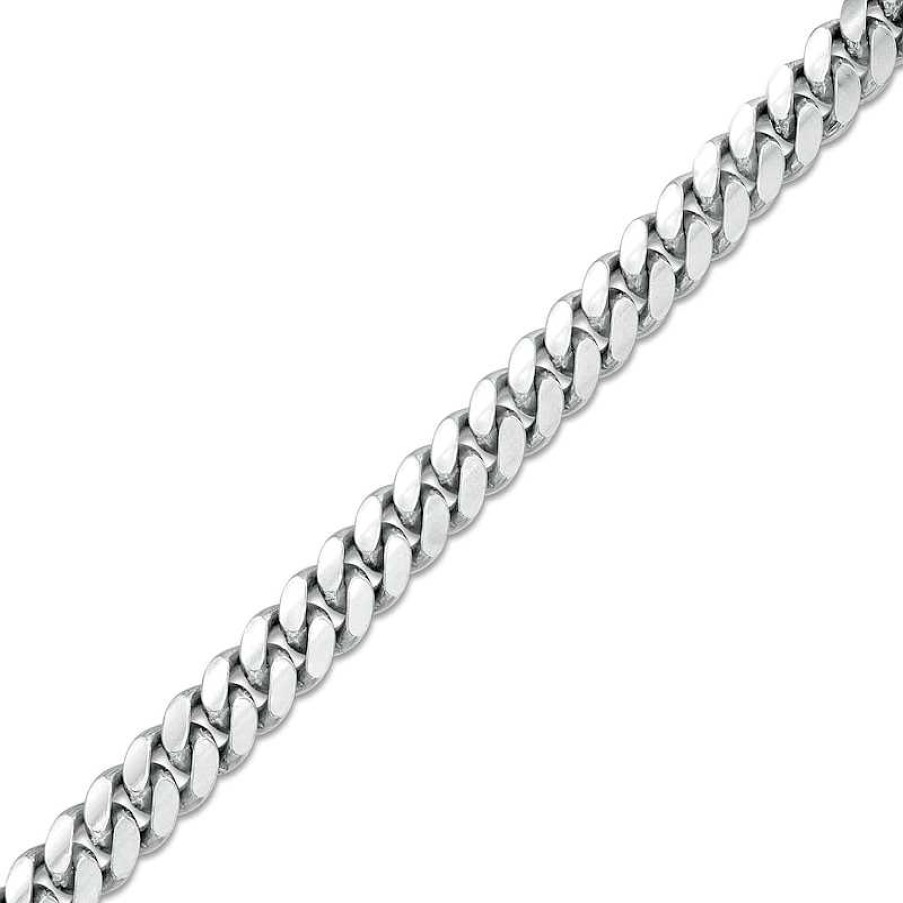 Bracelets Zales | Men'S 7.2Mm Solid Cuban Curb Chain Bracelet In Sterling Silver - 8.5"