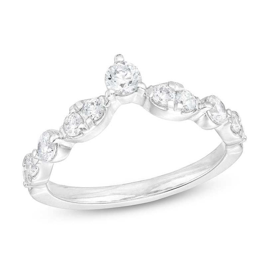 Rings Zales | 5/8 Ct. T.W. Diamond Contour Alternating Anniversary Band In 14K White Gold