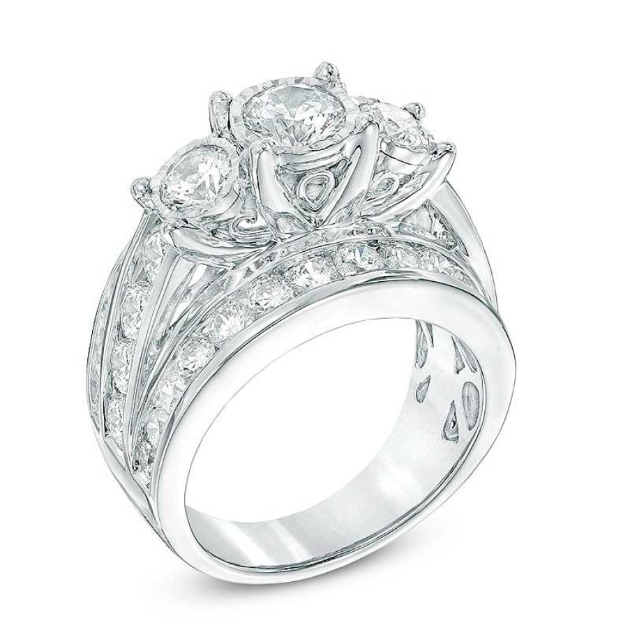 Rings Zales | 4 Ct. T.W. Diamond Past Present Future® Ring In 14K White Gold