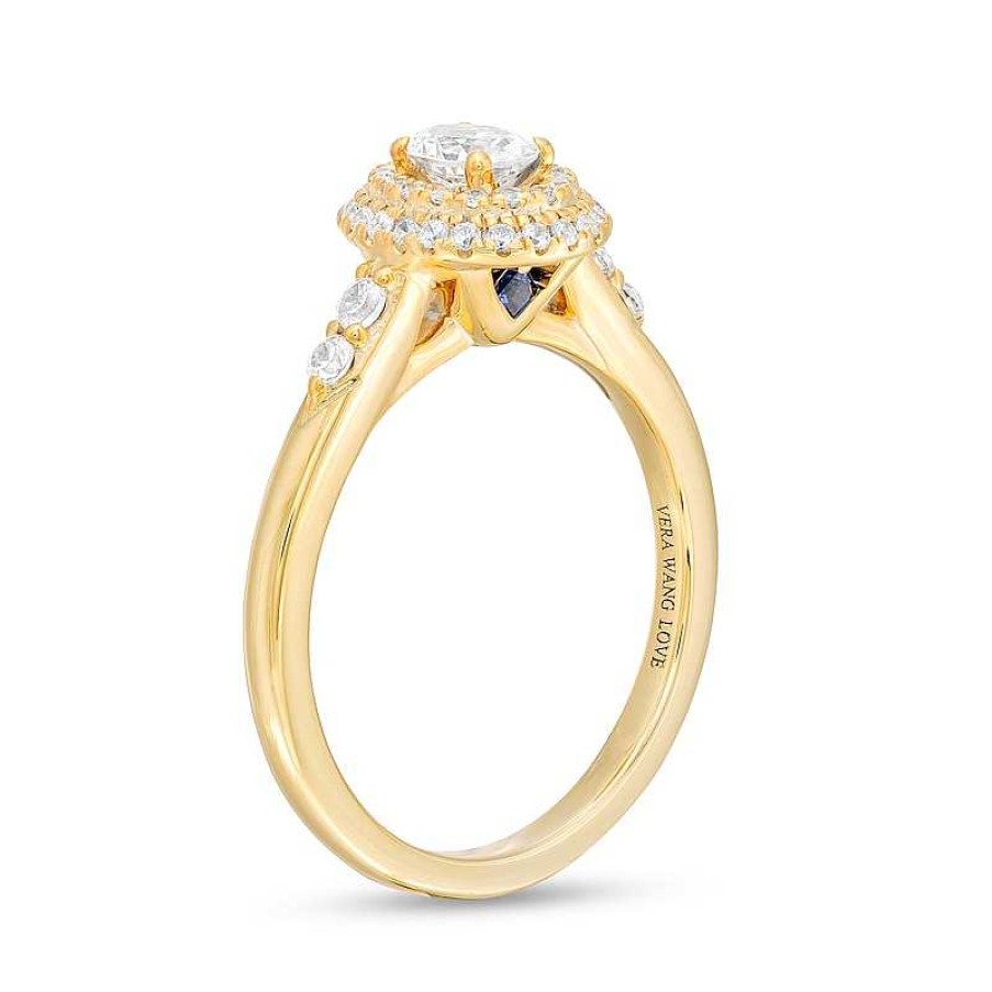 Rings Zales | Vera Wang Love Collection 5/8 Ct. T.W. Oval Diamond Double Frame Engagement Ring In 14K Gold