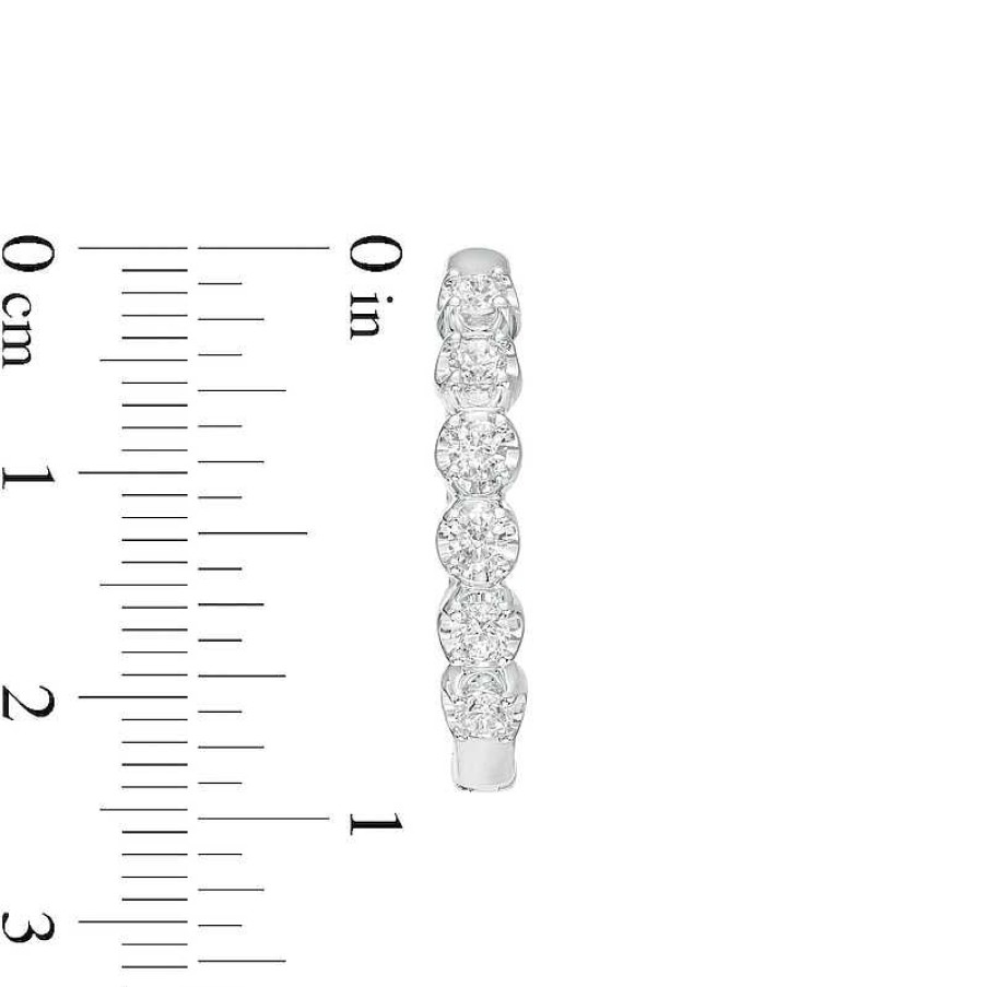 Earrings Zales | 1 Ct. T.W. Certified Lab-Created Diamond Hoop Earrings 14K White Gold (F/Si2)