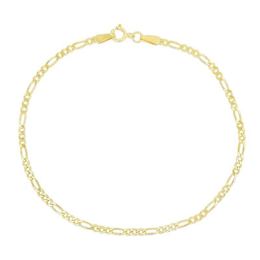 Bracelets Zales | 1.3Mm Figaro Chain Anklet In 14K Gold - 10"