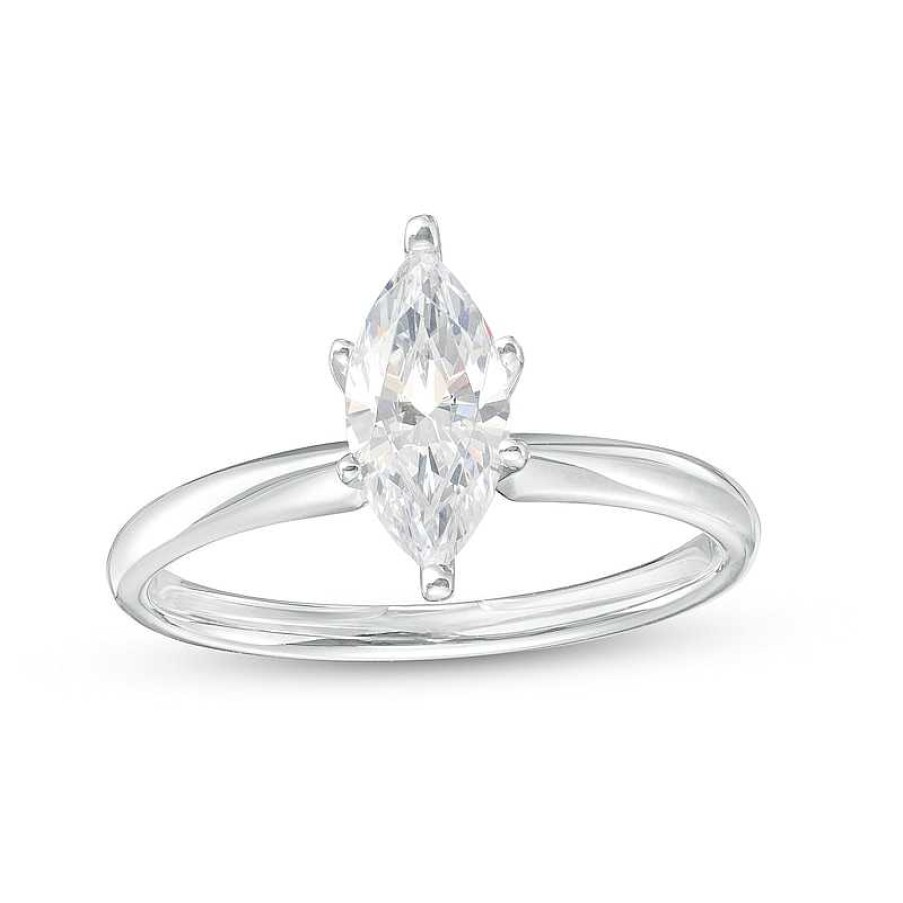 Rings Zales | 1-1/2 Ct. Certified Marquise Lab-Created Diamond Solitaire Engagement Ring In 14K White Gold (F/Vs2)