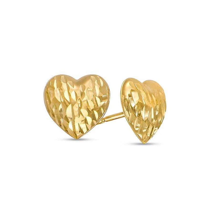 Earrings Zales | Puff Button Heart Stud Earrings In 14K Gold