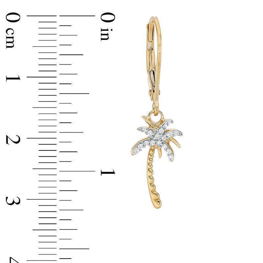 Earrings Zales | 1/8 Ct. T.W. Diamond Palm Tree Drop Earrings In 10K Gold