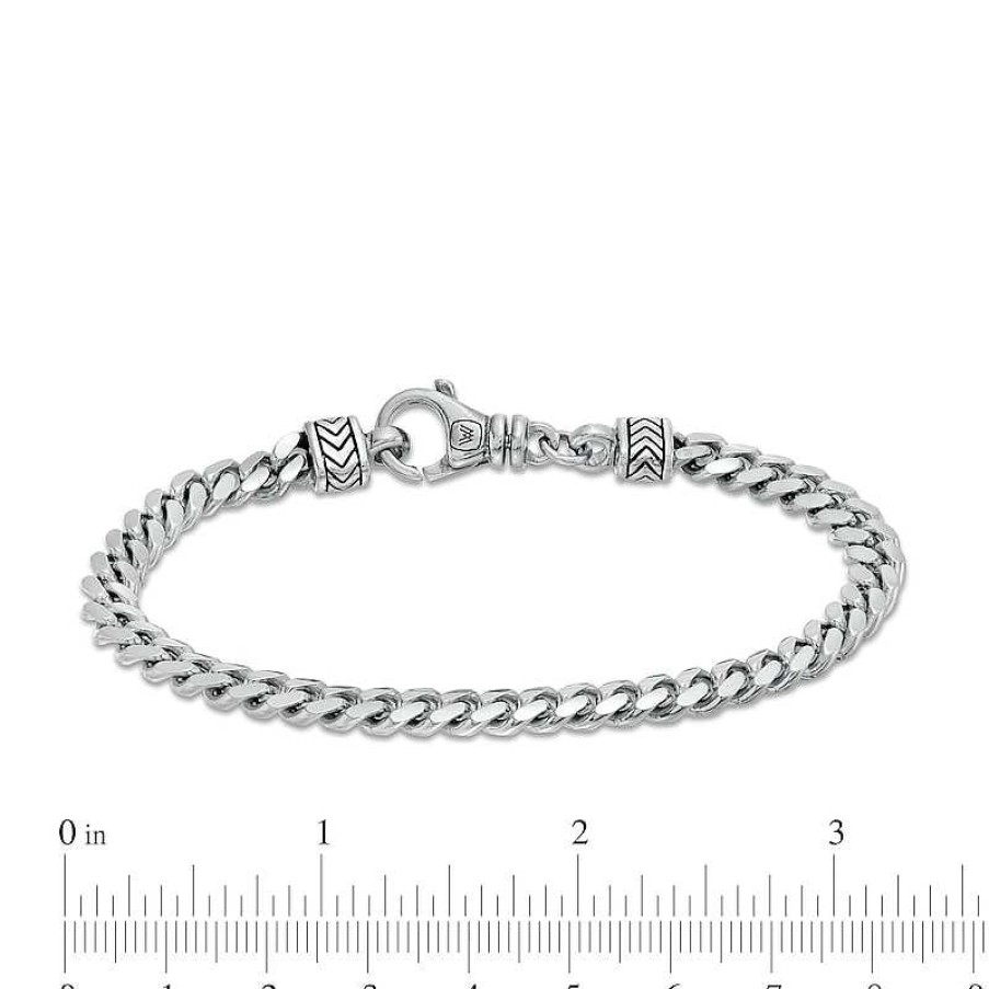 Bracelets Zales | Vera Wang Men 6.2Mm Solid Cuban Link Chain Bracelet In Sterling Silver - 8.5"