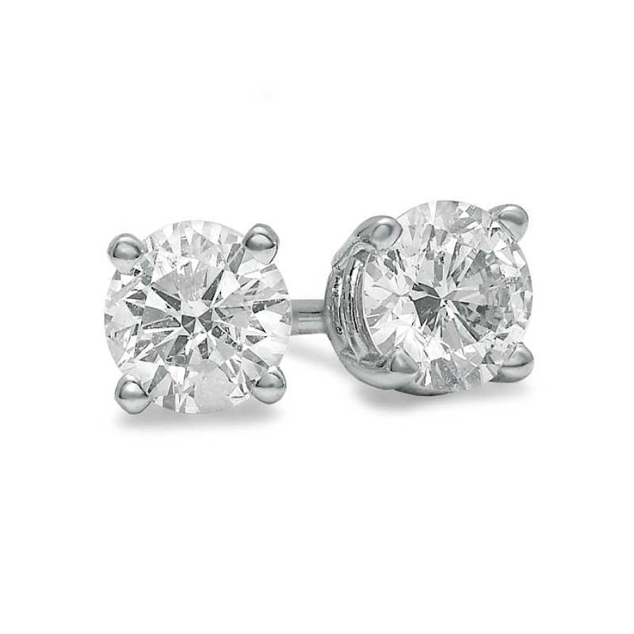 Earrings Zales | 1/2 Ct. T.W. Diamond Solitaire Stud Earrings In 14K White Gold (J/I3)