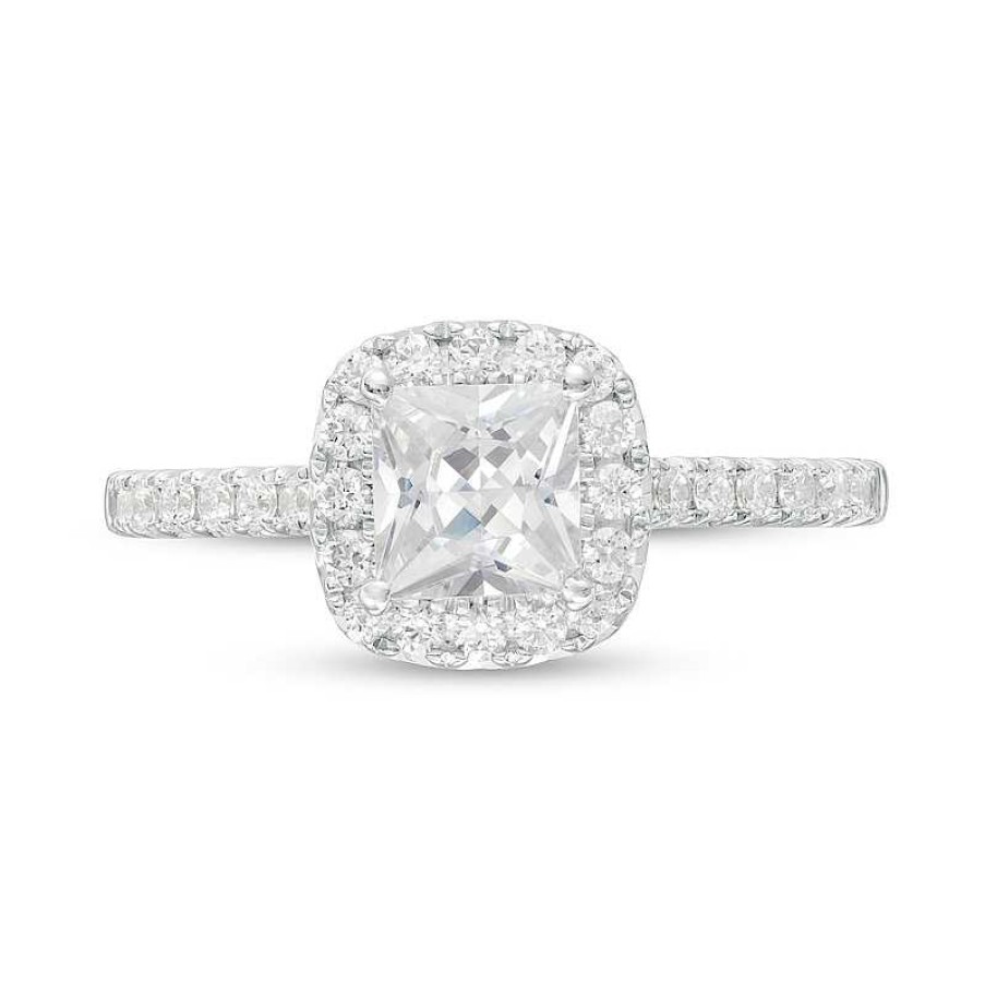 Rings Zales | 1-1/3 Ct. T.W. Certified Princess-Cut Lab-Created Diamond Frame Engagement Ring In 14K White Gold (F/Vs2)