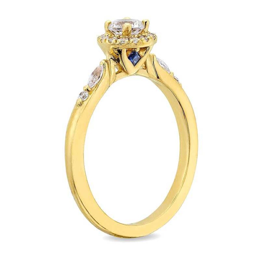 Rings Zales | Vera Wang Love Collection 1/2 Ct. T.W. Diamond Frame Art Deco Engagement Ring In 14K Gold (I/Si2)