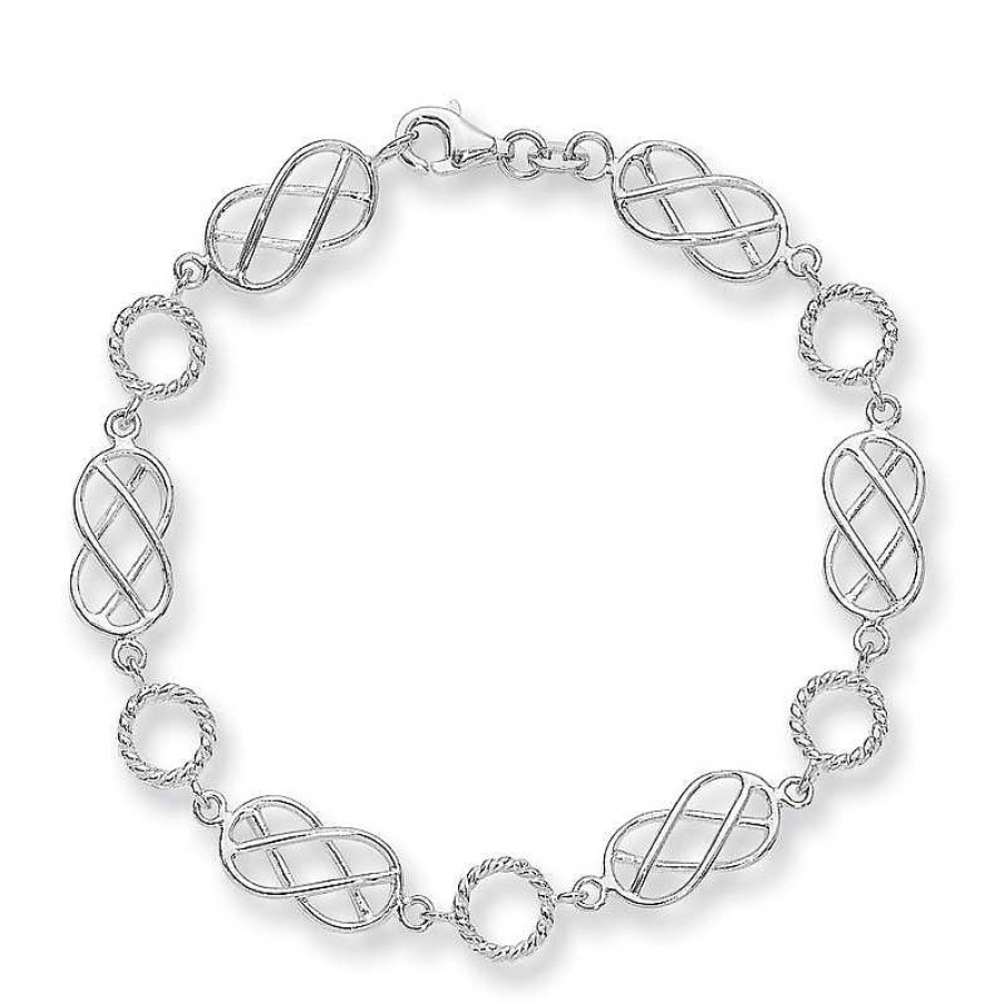 Bracelets Zales | Woven Station Bracelet In Sterling Silver - 7.25"