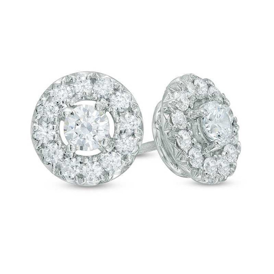 Earrings Zales | 1 Ct. T.W. Diamond Open Frame Stud Earrings In 10K White Gold