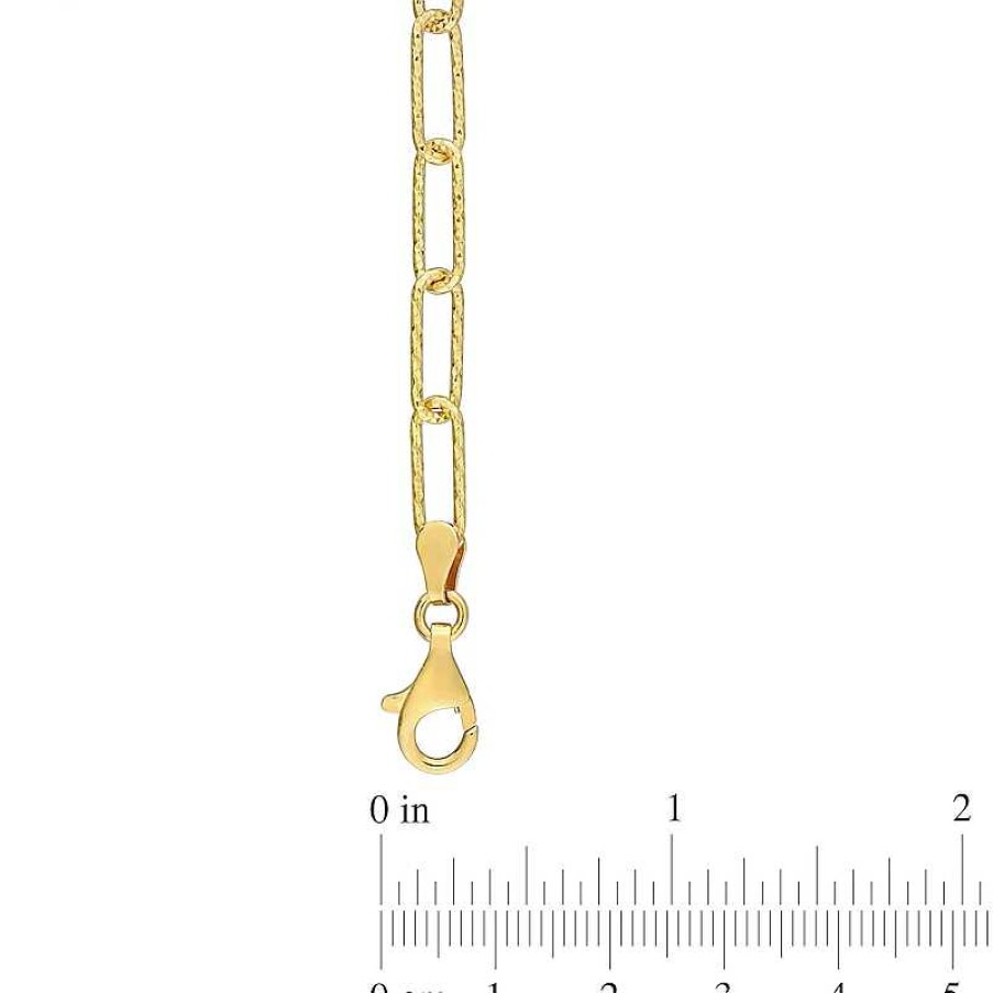 Bracelets Zales | 5.0Mm Diamond-Cut Paper Clip Chain Anklet In Sterling Silver In Gold-Tone Flash Plate - 9"