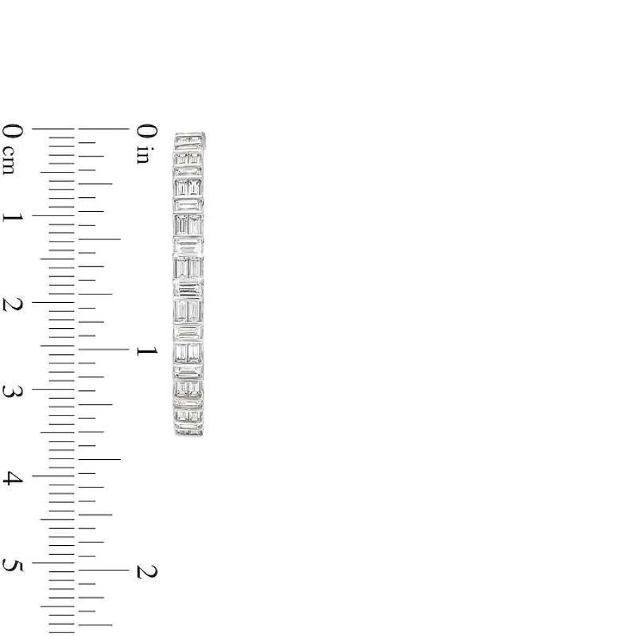 Earrings Zales | 2 Ct. T.W. Certified Baguette Lab-Created Diamond Hoop Earrings In 14K White Gold (F/Si2)