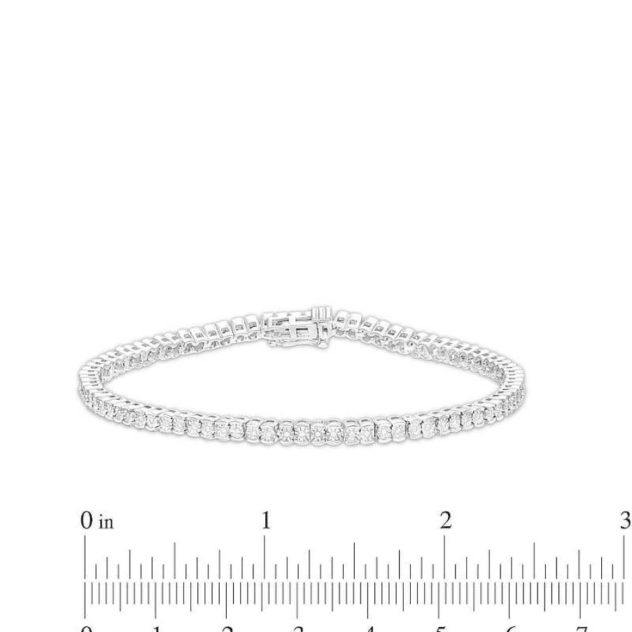 Bracelets Zales | 1/4 Ct. T.W. Diamond Illusion Tennis Bracelet In Sterling Silver - 7.25"