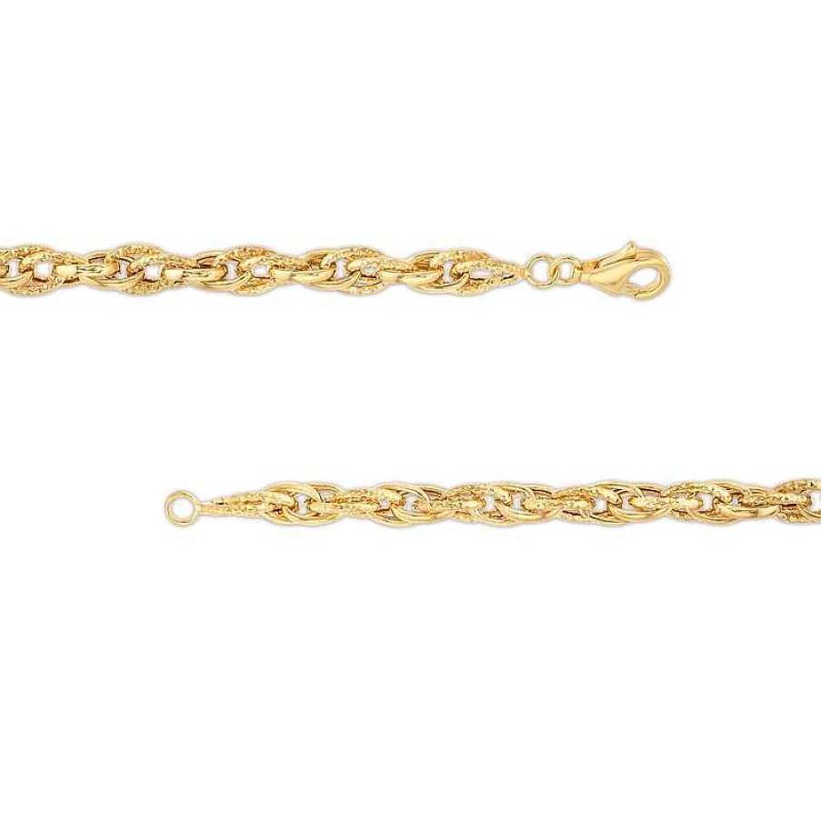 Bracelets Zales | 5.5Mm Diamond-Cut Hollow Rolo Chain Bracelet In 10K Gold – 7.5"