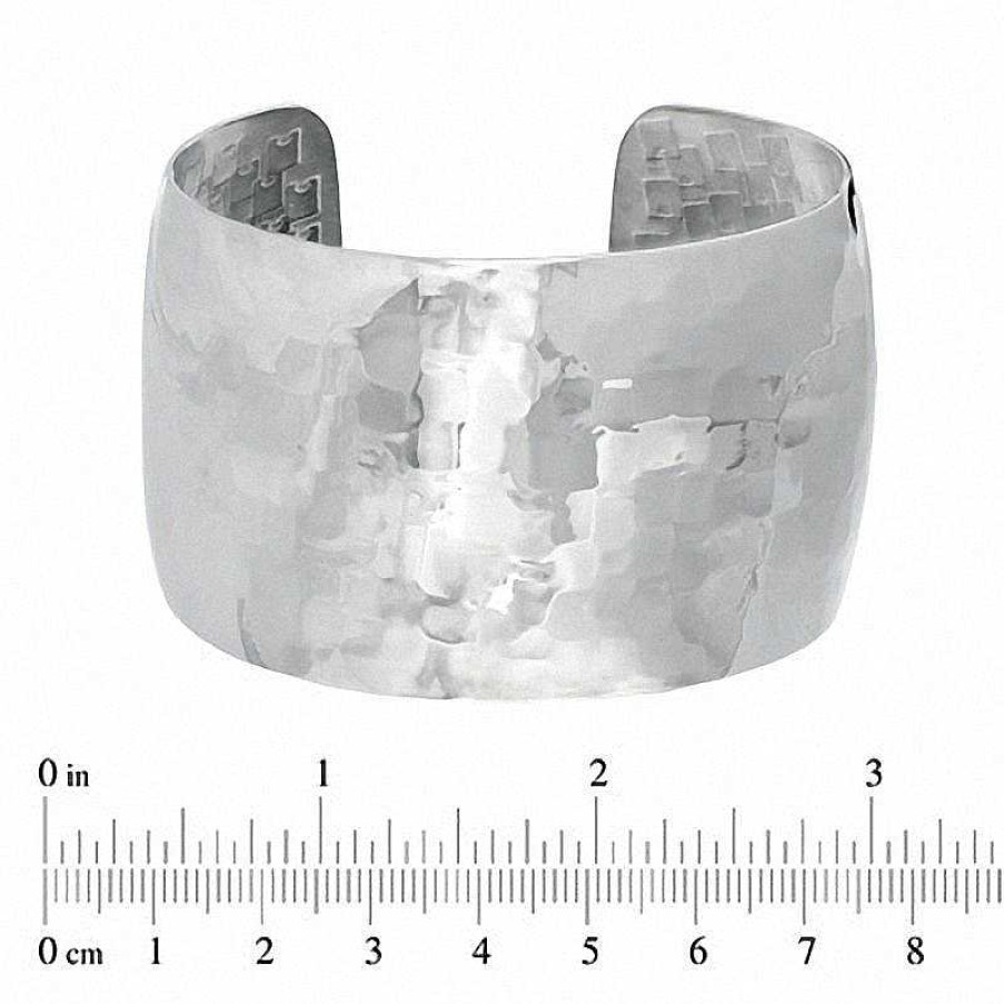 Bracelets Zales | 40.0Mm Stainless Steel Hammered Cuff