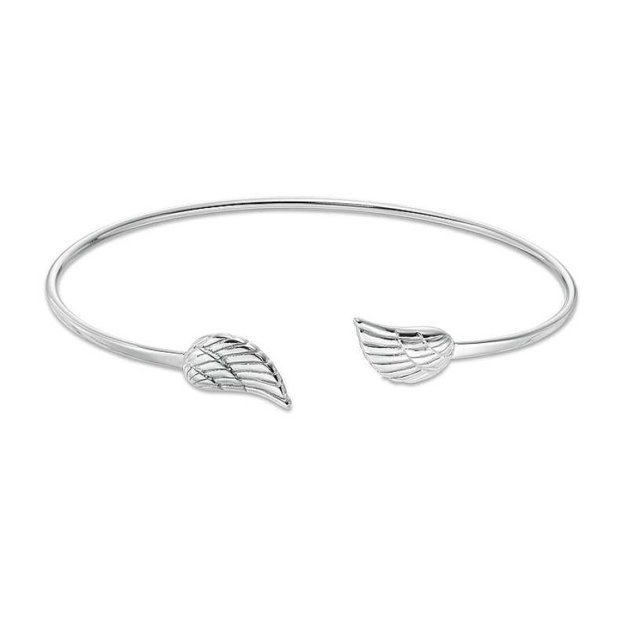 Bracelets Zales | Open Angel Wing Bangle In Sterling Silver