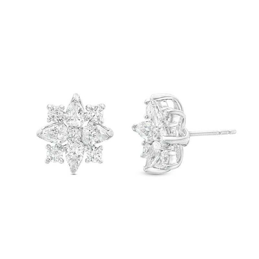 Earrings Zales | 2 Ct. T.W. Certified Lab-Created Diamond Snowflake Stud Earrings In 14K White Gold (F/Si2)