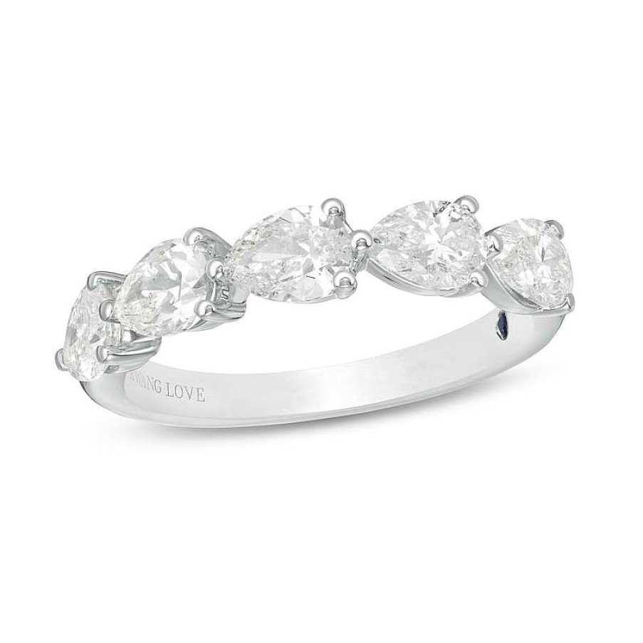 Rings Zales | Vera Wang Love Collection 1-1/2 Ct. T.W. Certified Pear-Shaped Diamond Band In 14K White Gold (I/Si2)