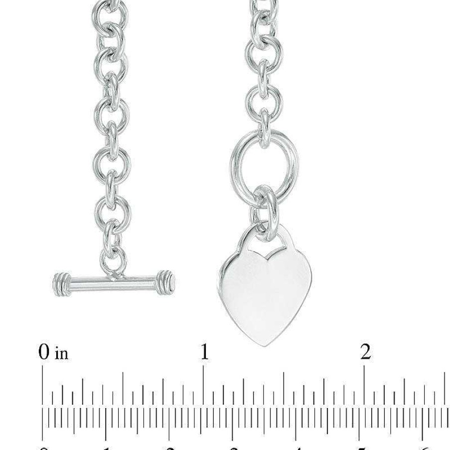 Bracelets Zales | Heart Charm Toggle Bracelet In Sterling Silver - 7.25"