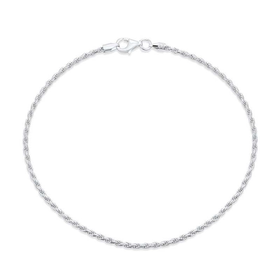 Bracelets Zales | 2.0Mm Solid Rope Chain Anklet In Sterling Silver - 9.0"