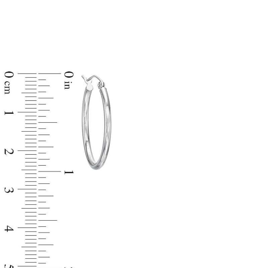 Earrings Zales | Oval 27.0Mm Hollow Tube Hoop Earrings In 14K White Gold