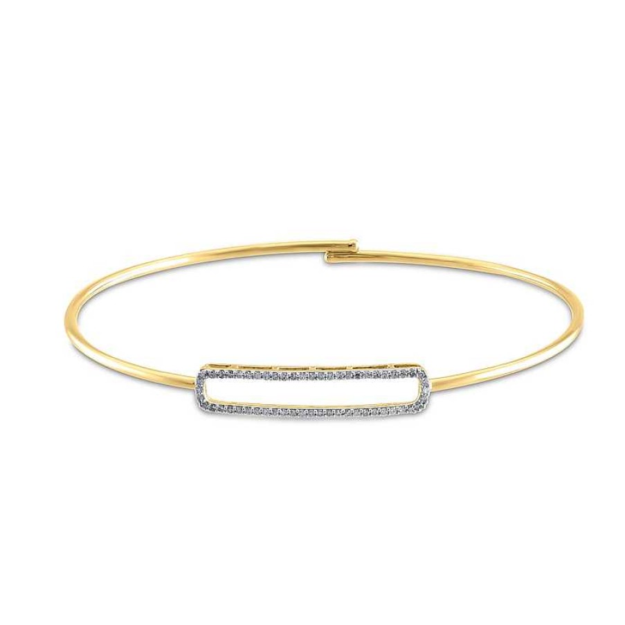 Bracelets Zales | 1/5 Ct. T.W. Diamond Sideways Single Paper Clip Bangle In 10K Gold