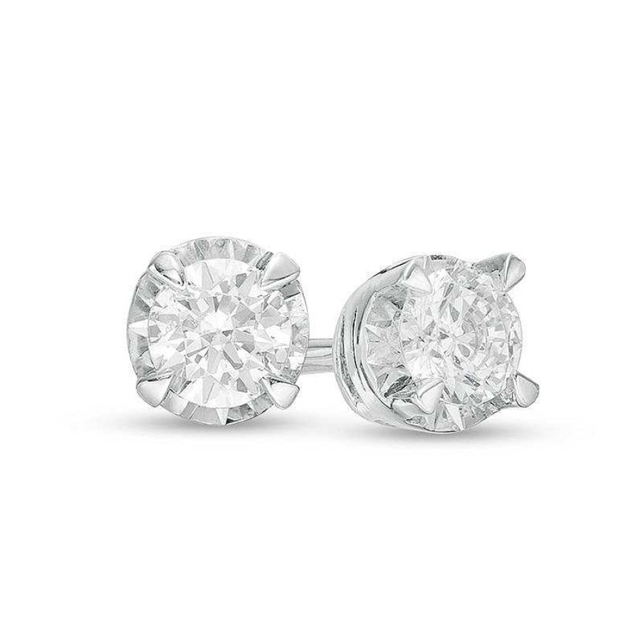 Earrings Zales | 1/3 Ct. T.W. Diamond Solitaire Stud Earrings In Sterling Silver