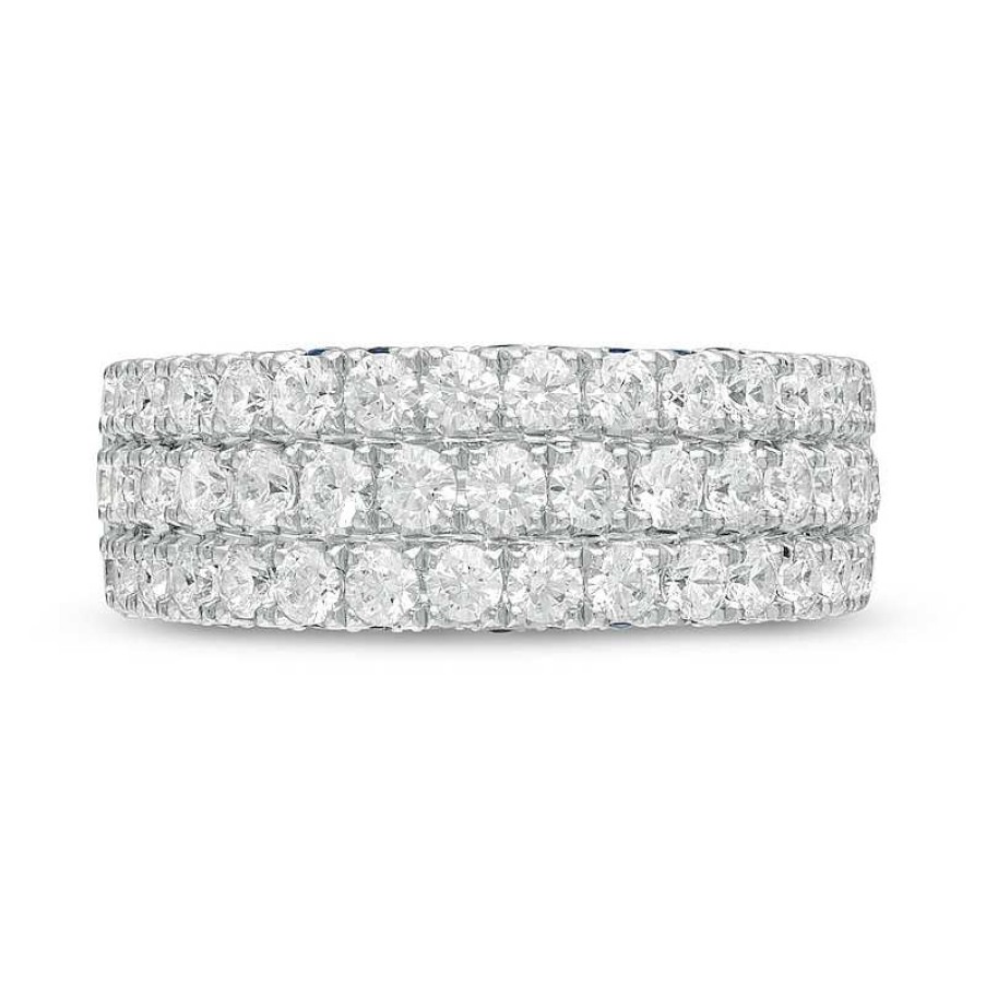 Rings Zales | Vera Wang Love Collection 1-1/2 Ct. T.W. Certified Diamond And Blue Sapphire Band In 14K White Gold (I/Si2)