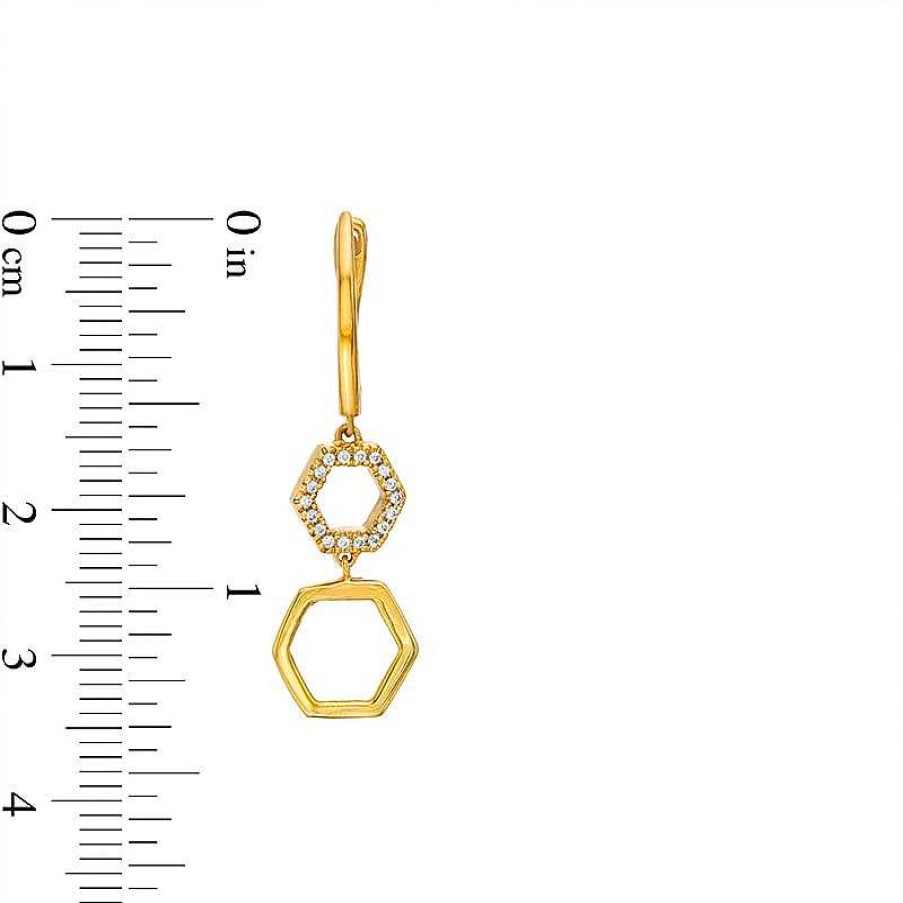 Earrings Zales | 1/8 Ct. T.W. Diamond Hexagon Drop Earrings In 10K Gold