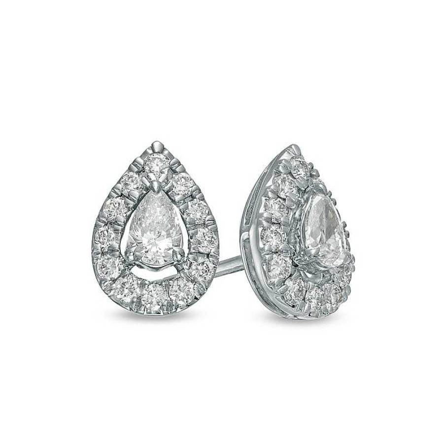 Earrings Zales | 1/2 Ct. T.W. Pear-Shaped Diamond Frame Stud Earrings In 10K White Gold