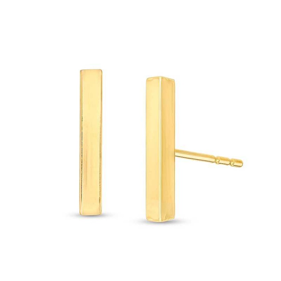 Earrings Zales | 2.0Mm Three-Dimensional Mini Bar Stud Earrings In 14K Gold