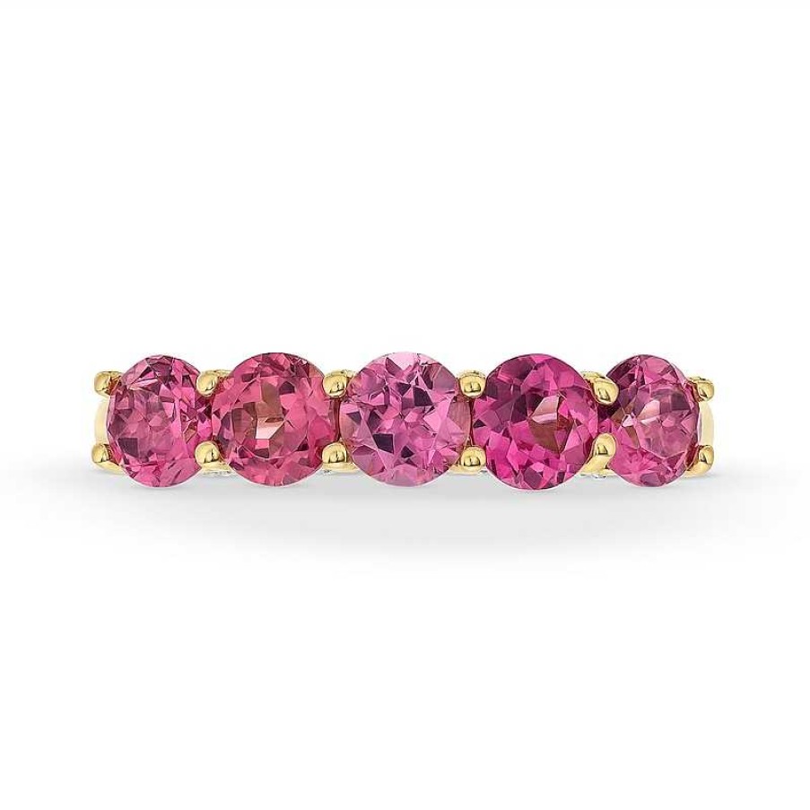 Rings Zales | Rhodolite Garnet And 1/5 Ct. T.W. Diamond Five-Stone Ring In 10K Gold