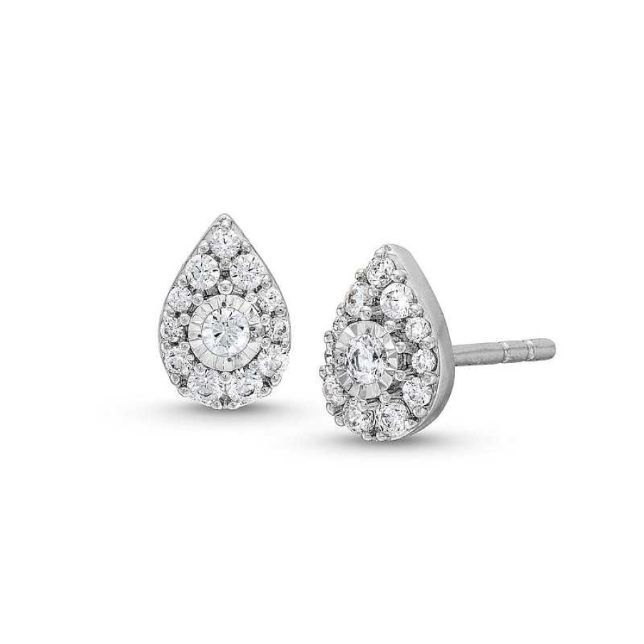 Earrings Zales | 1/4 Ct. T.W. Pear-Shaped Multi-Diamond Stud Earrings In Sterling Silver