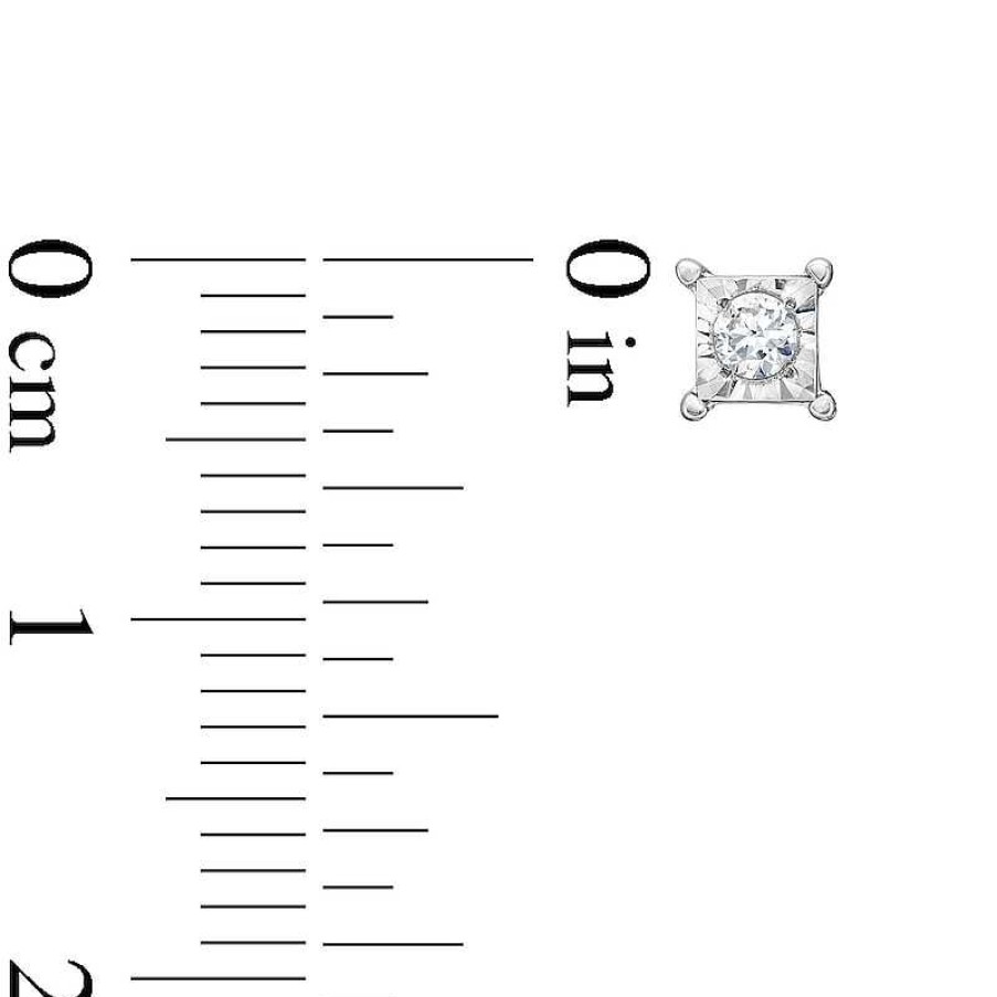 Earrings Zales | 1/8 Ct. T.W. Certified Lab-Created Diamond Miracle Square Frame Solitaire Stud Earrings In Sterling Silver (I/Si2)